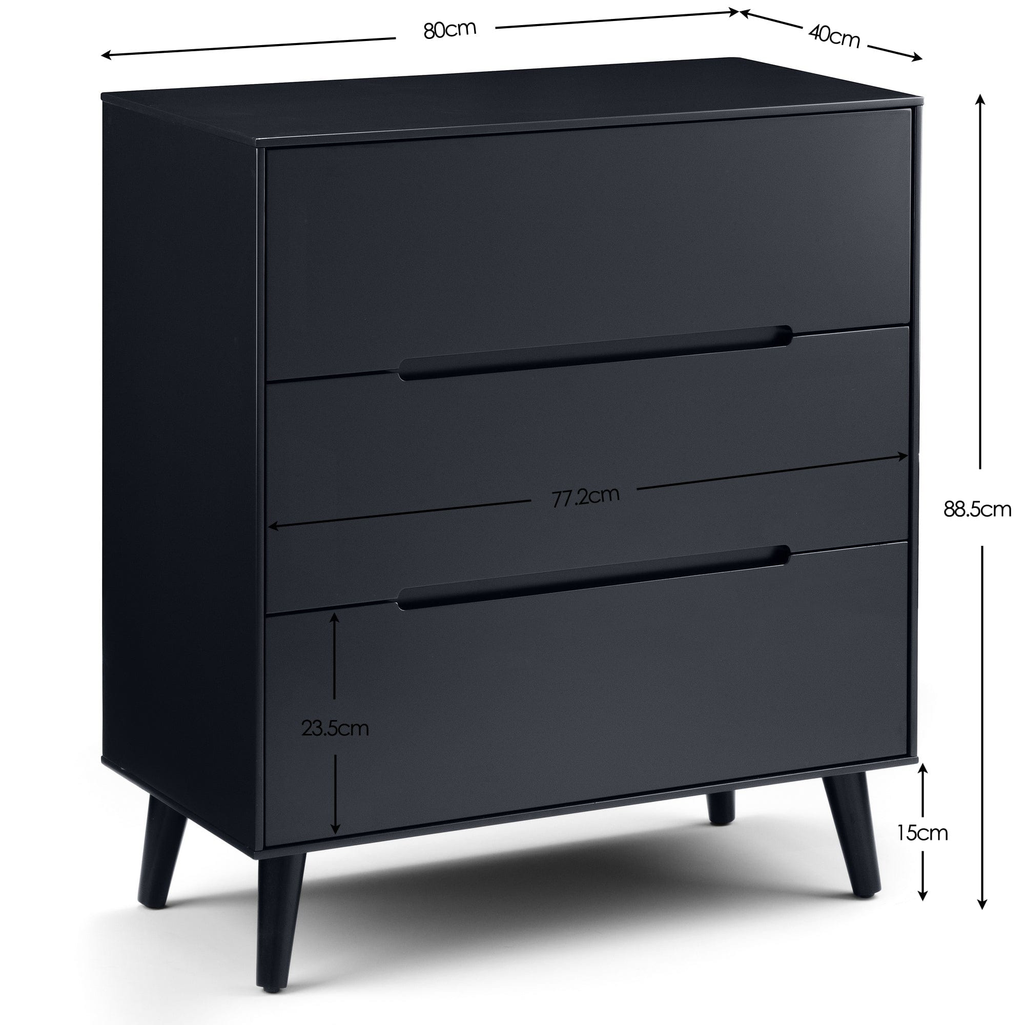 Julian Bowen Chest Of Drawers Alicia 3 Drawer Chest - Anthracite Bed Kings