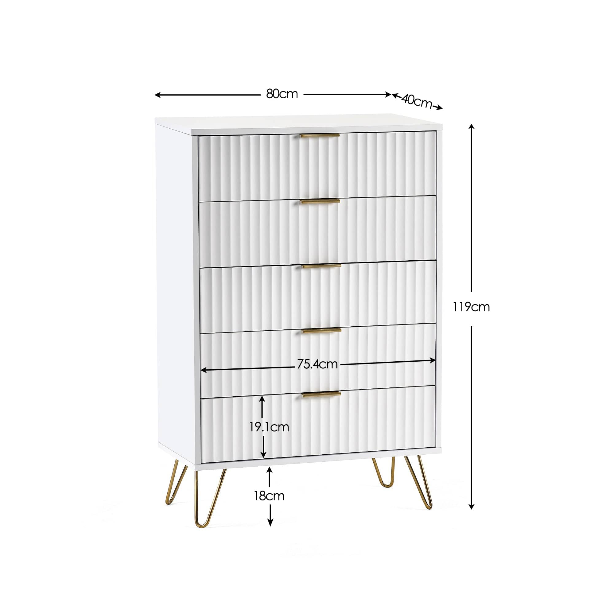 Julian Bowen Chest Of Drawers Murano 5 Drawer Chest - Matt White Bed Kings