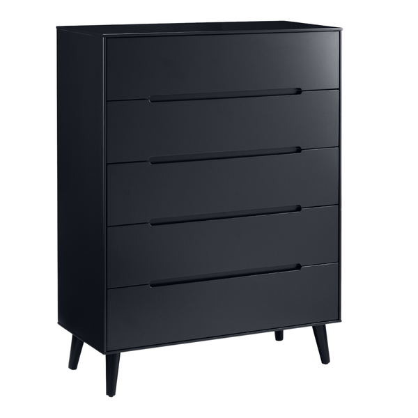 Julian Bowen Chest Of Drawers Single 90cm 3ft Alicia 5 Drawer Chest - Anthracite Bed Kings
