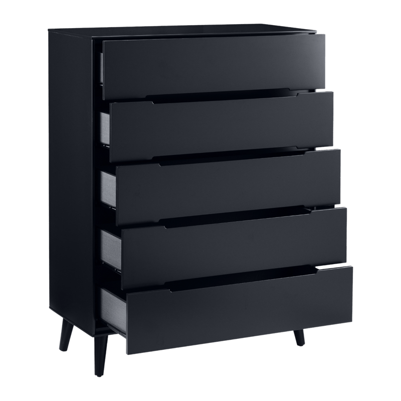 Julian Bowen Chest Of Drawers Single 90cm 3ft Alicia 5 Drawer Chest - Anthracite Bed Kings