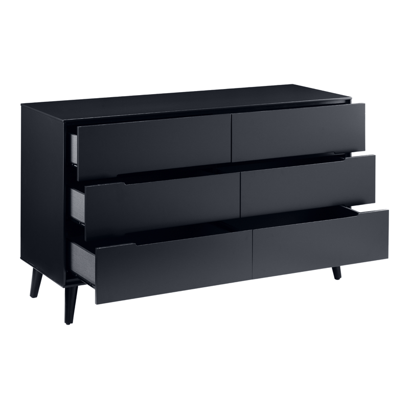 Julian Bowen Chest Of Drawers Single 90cm 3ft Alicia 6 Drawer Wide Chest - Anthracite Bed Kings