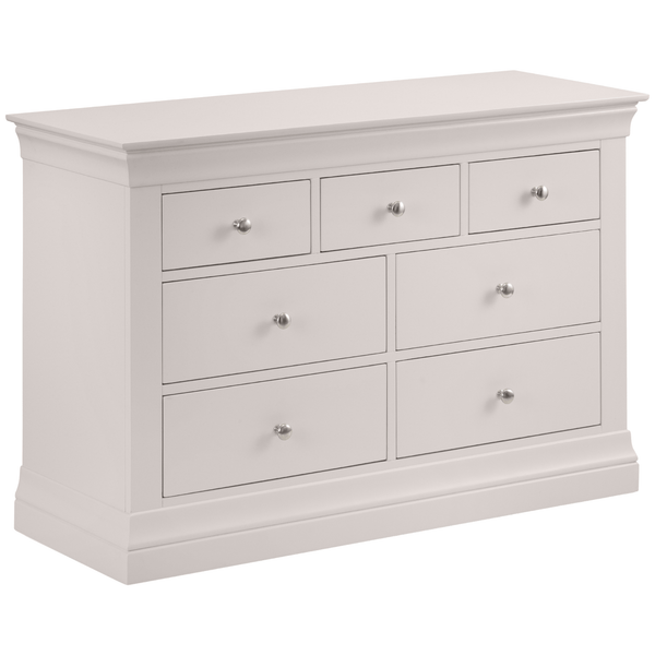 Julian Bowen Chest Of Drawers Single 90cm 3ft Clermont 4+3 Drawer Chest - Light Grey Bed Kings