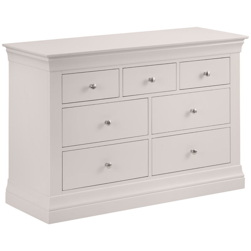 Julian Bowen Chest Of Drawers Single 90cm 3ft Clermont 4+3 Drawer Chest - Light Grey Bed Kings