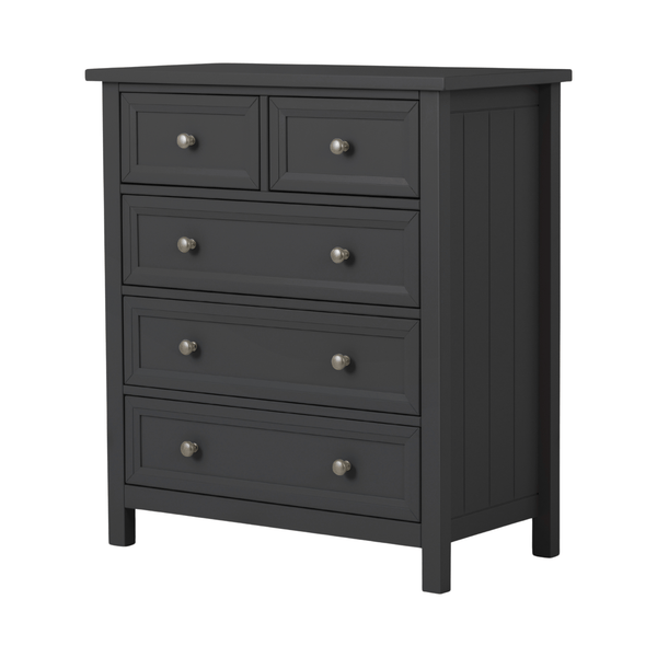 Julian Bowen Chest Of Drawers Single 90cm 3ft Maine 3 + 2 Drawer Chest - Anthracite Bed Kings