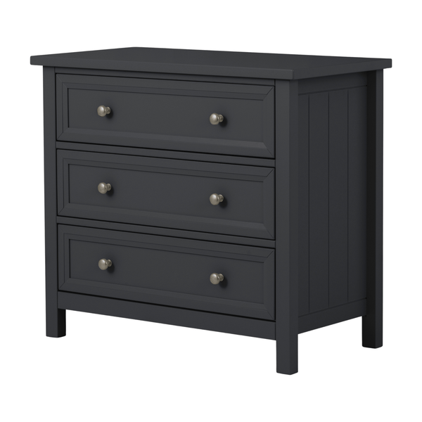 Julian Bowen Chest Of Drawers Single 90cm 3ft Maine 3 Drawer Wide Chest - Anthracite Bed Kings