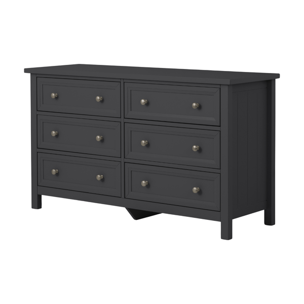 Julian Bowen Chest Of Drawers Single 90cm 3ft Maine 6 Drawer Wide Chest - Anthracite Bed Kings