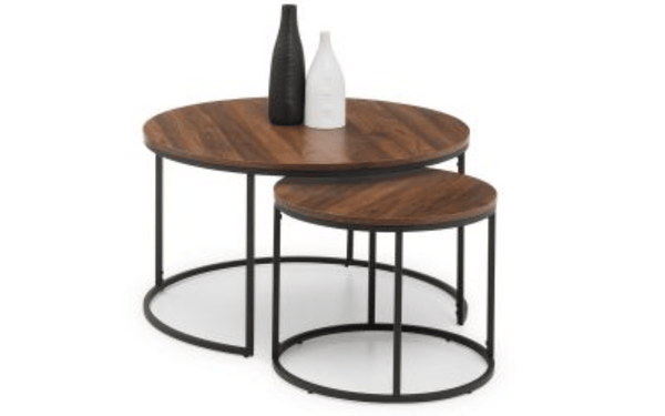 Julian Bowen Coffee Table Bellini Round Nesting Coffee Table - Walnut Bed Kings
