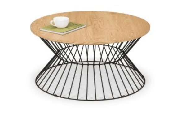 Julian Bowen Coffee Table Jersey Round Wire Coffee Table - Euro Oak Bed Kings
