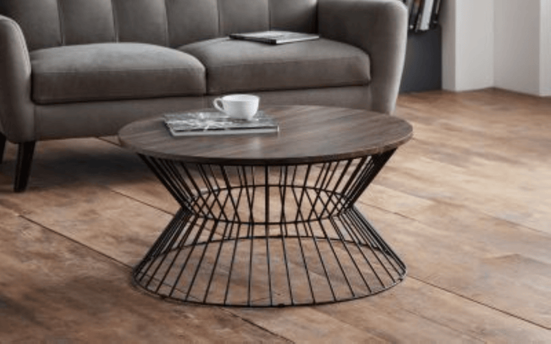 Julian Bowen Coffee Table Jersey Round Wire Coffee Table - Walnut Bed Kings