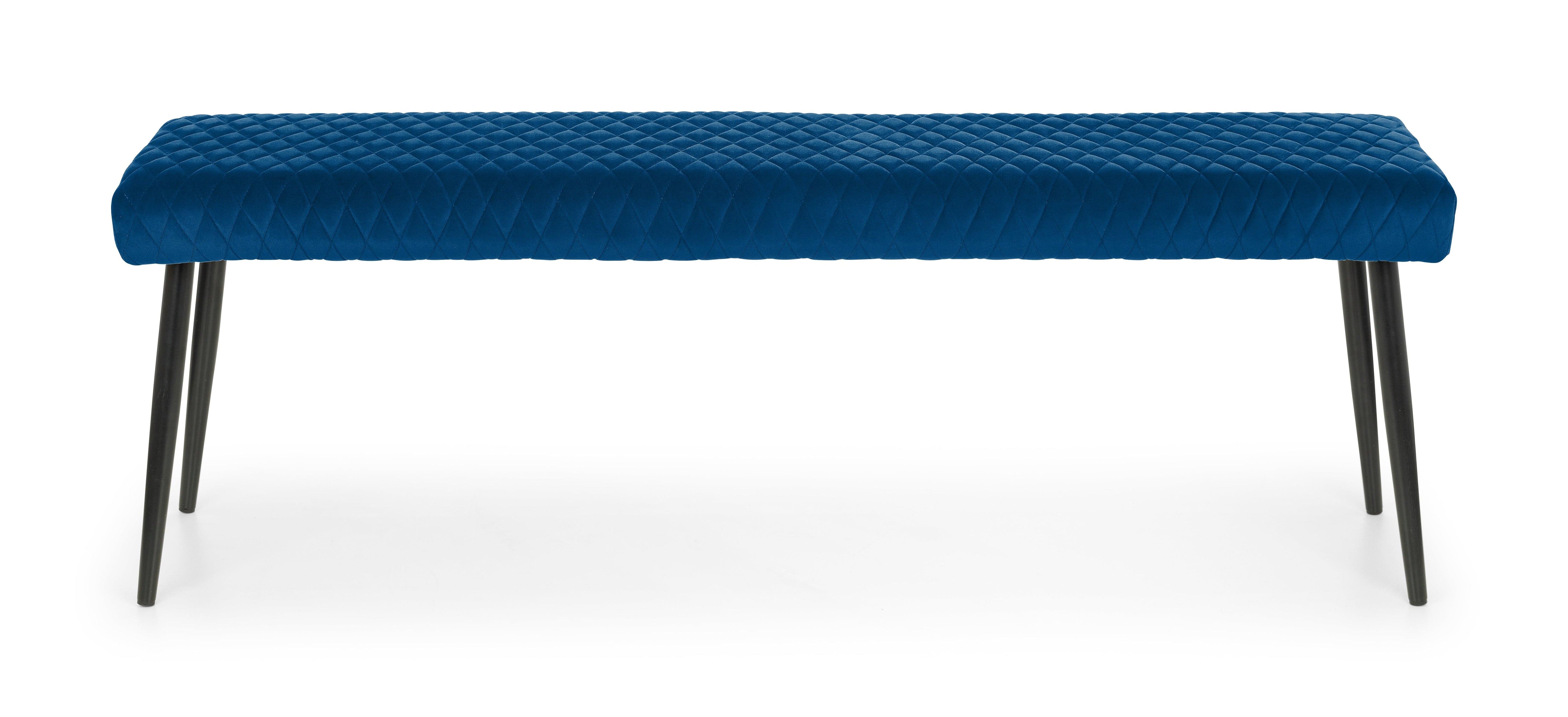 Julian Bowen Dining Bench Luxe Low Bench - Blue Bed Kings
