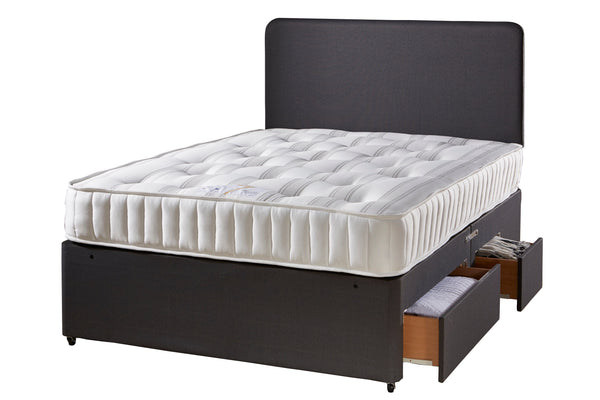 Bed Kings Fabric Bed CLEARANCE Luxury Single Divan Set incl. Pocket Spring Mattress & Headboard Bed Kings