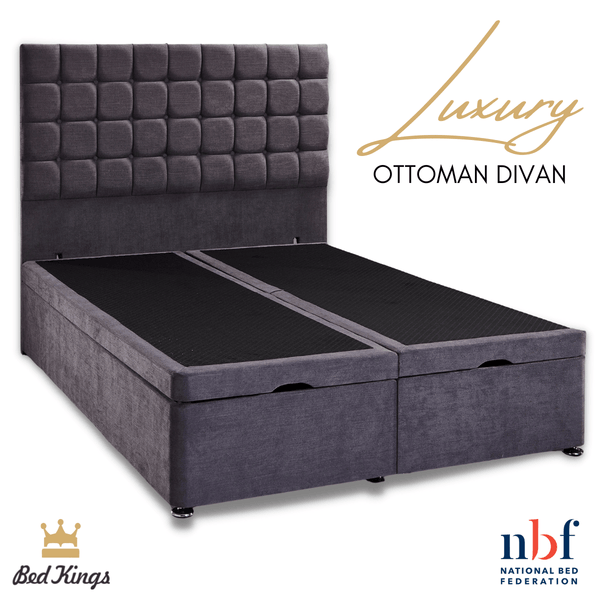 Bed Kings Fabric Bed CLEARANCE Luxury Superking Ottoman Divan Set (incl. Mattress & Headboard) Bed Kings