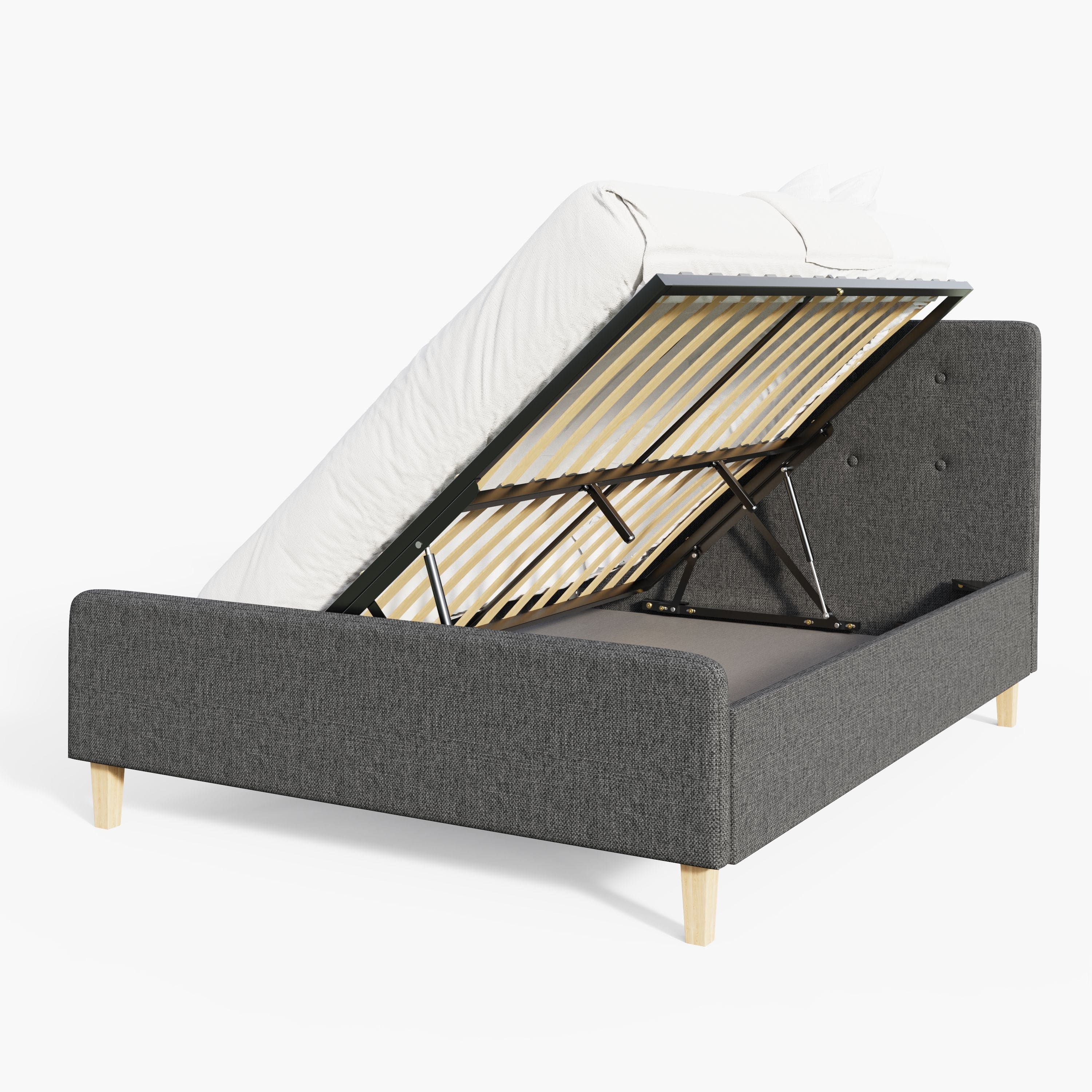 GFW Fabric Bed Ashbourne Ottoman Bed Dark Grey Bed Kings