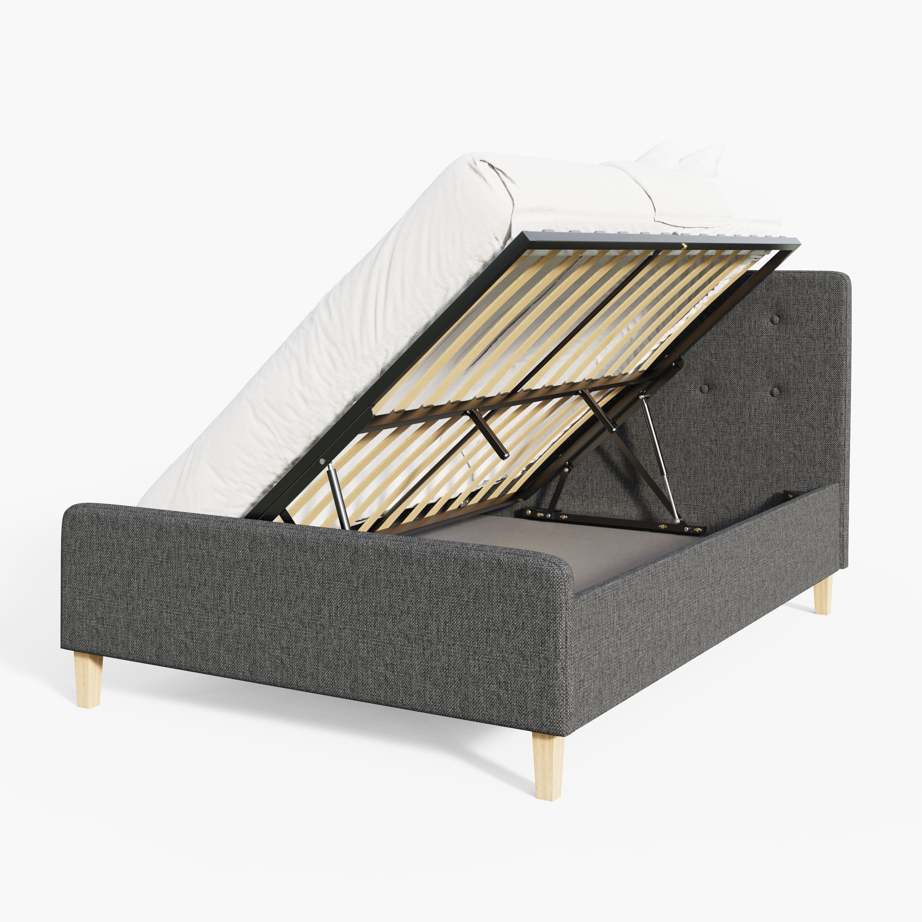 GFW Fabric Bed Ashbourne Ottoman Bed Dark Grey Bed Kings