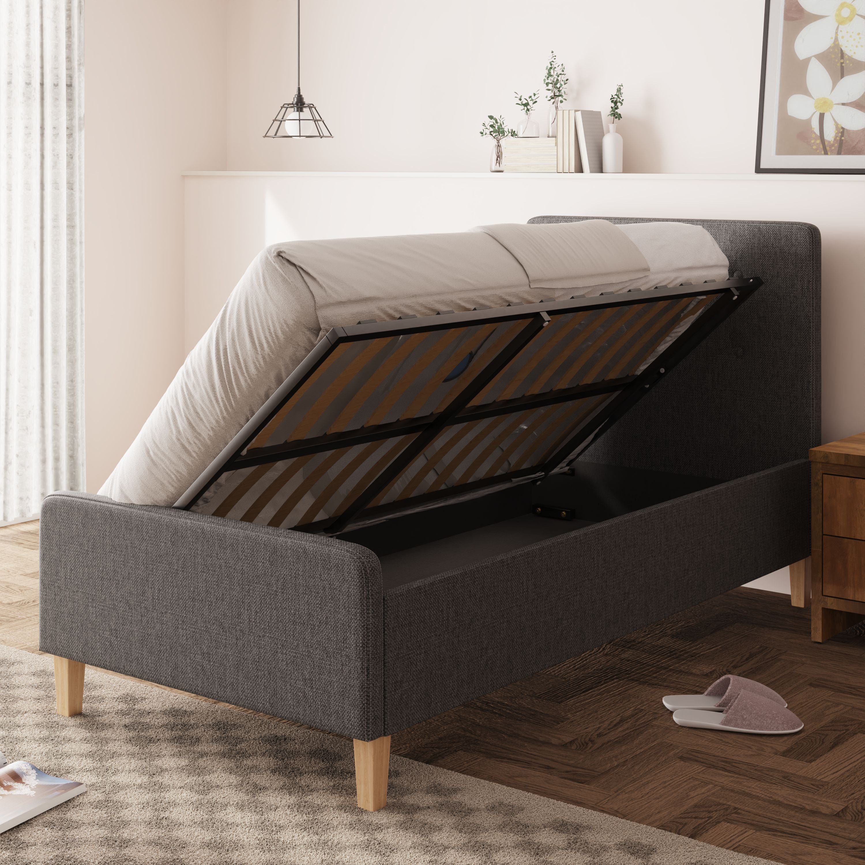 GFW Fabric Bed Ashbourne Ottoman Bed Dark Grey Bed Kings