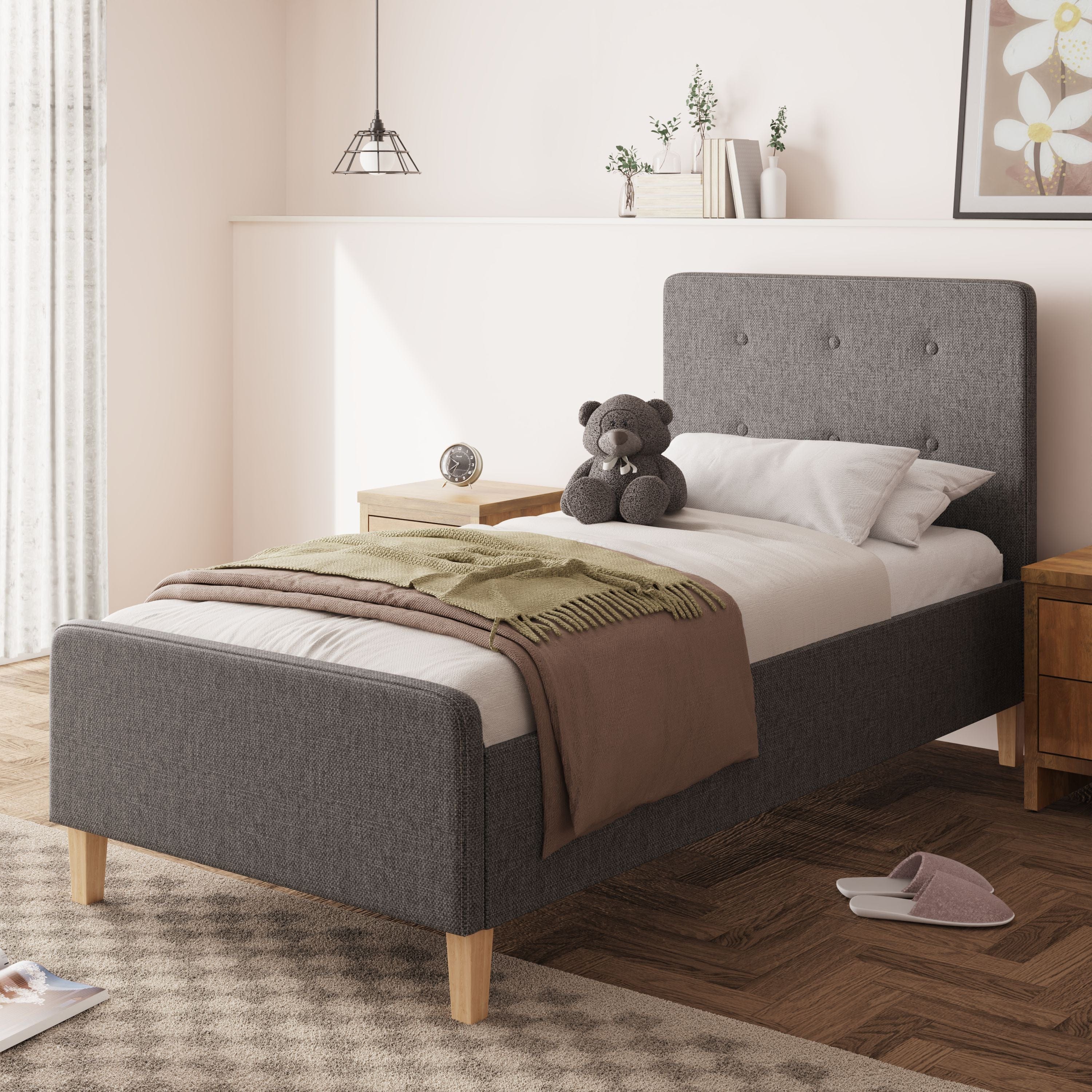 GFW Fabric Bed Ashbourne Ottoman Bed Dark Grey Bed Kings