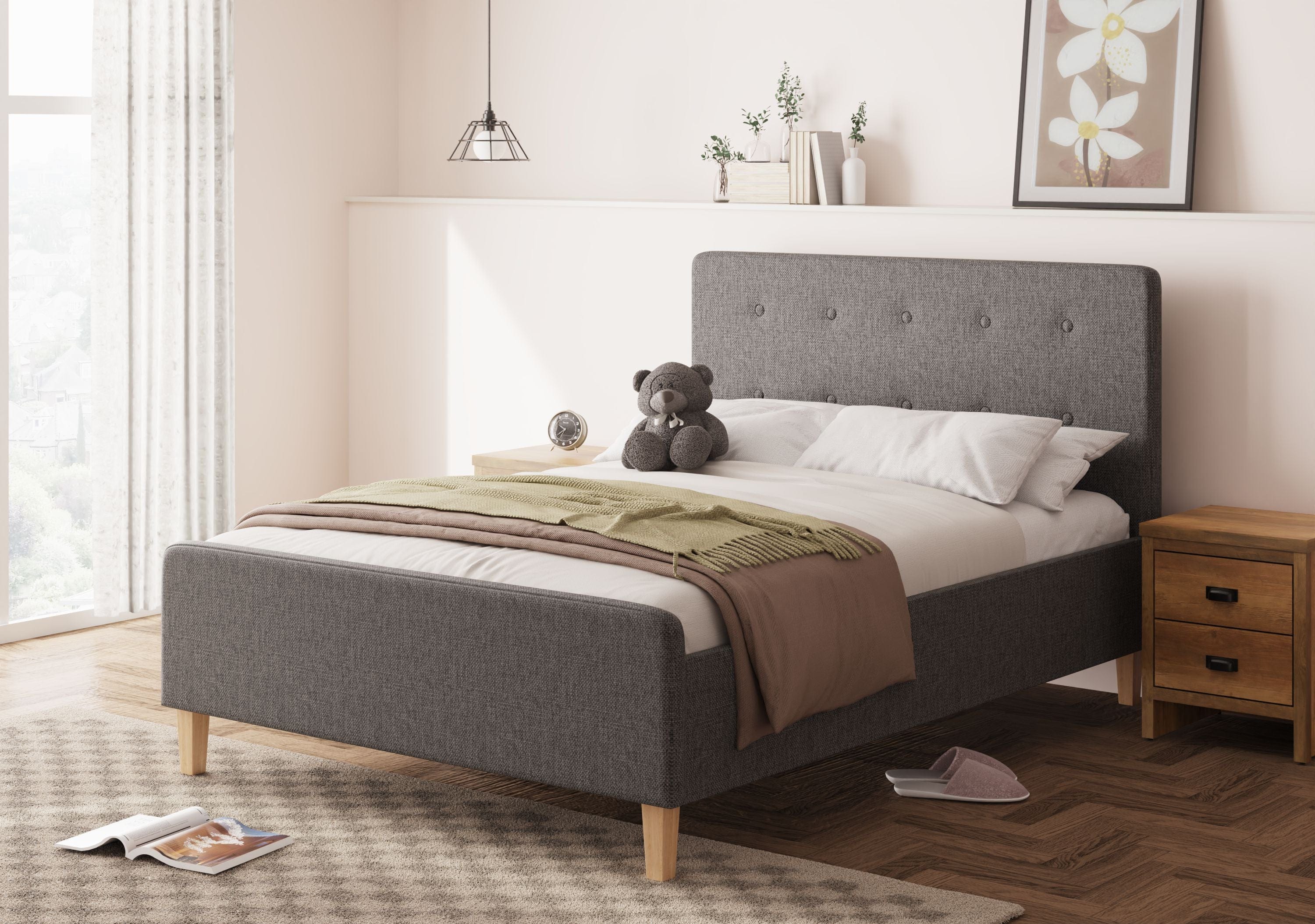 GFW Fabric Bed Ashbourne Ottoman Bed Dark Grey Bed Kings