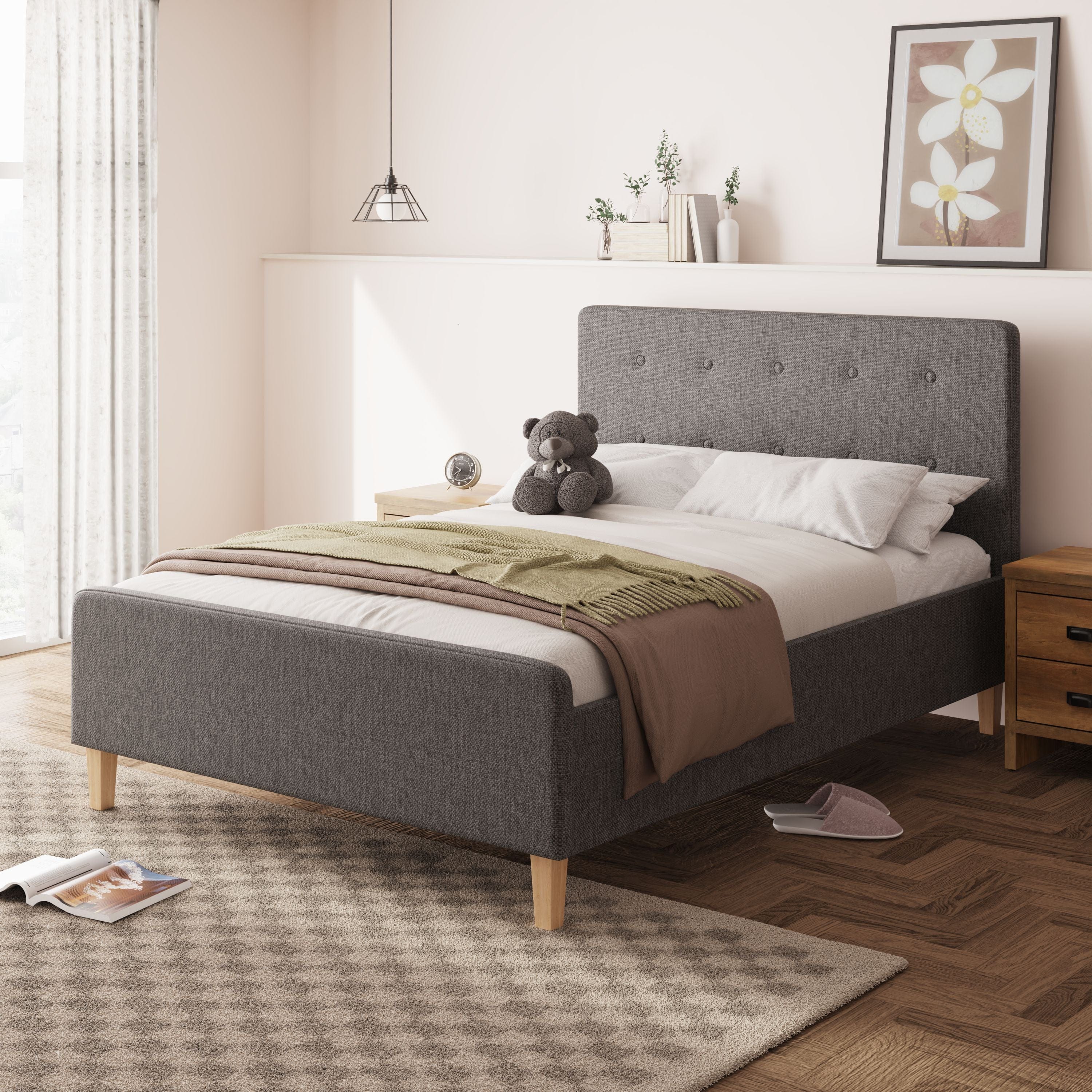 GFW Fabric Bed Ashbourne Ottoman Bed Dark Grey Bed Kings