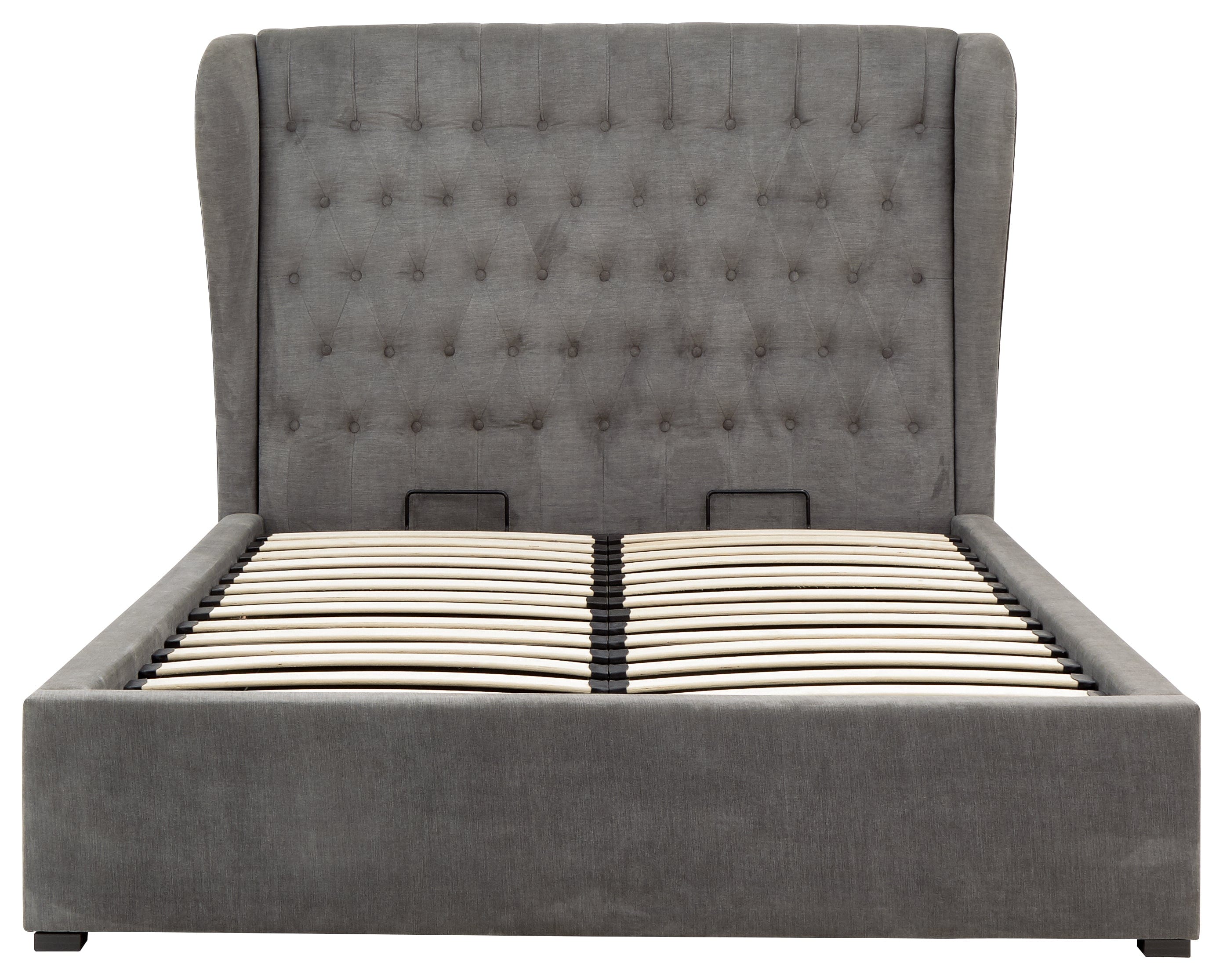 GFW Fabric Bed Dakota Ottoman Bed With Solid Base Grace Pewter Bed Kings