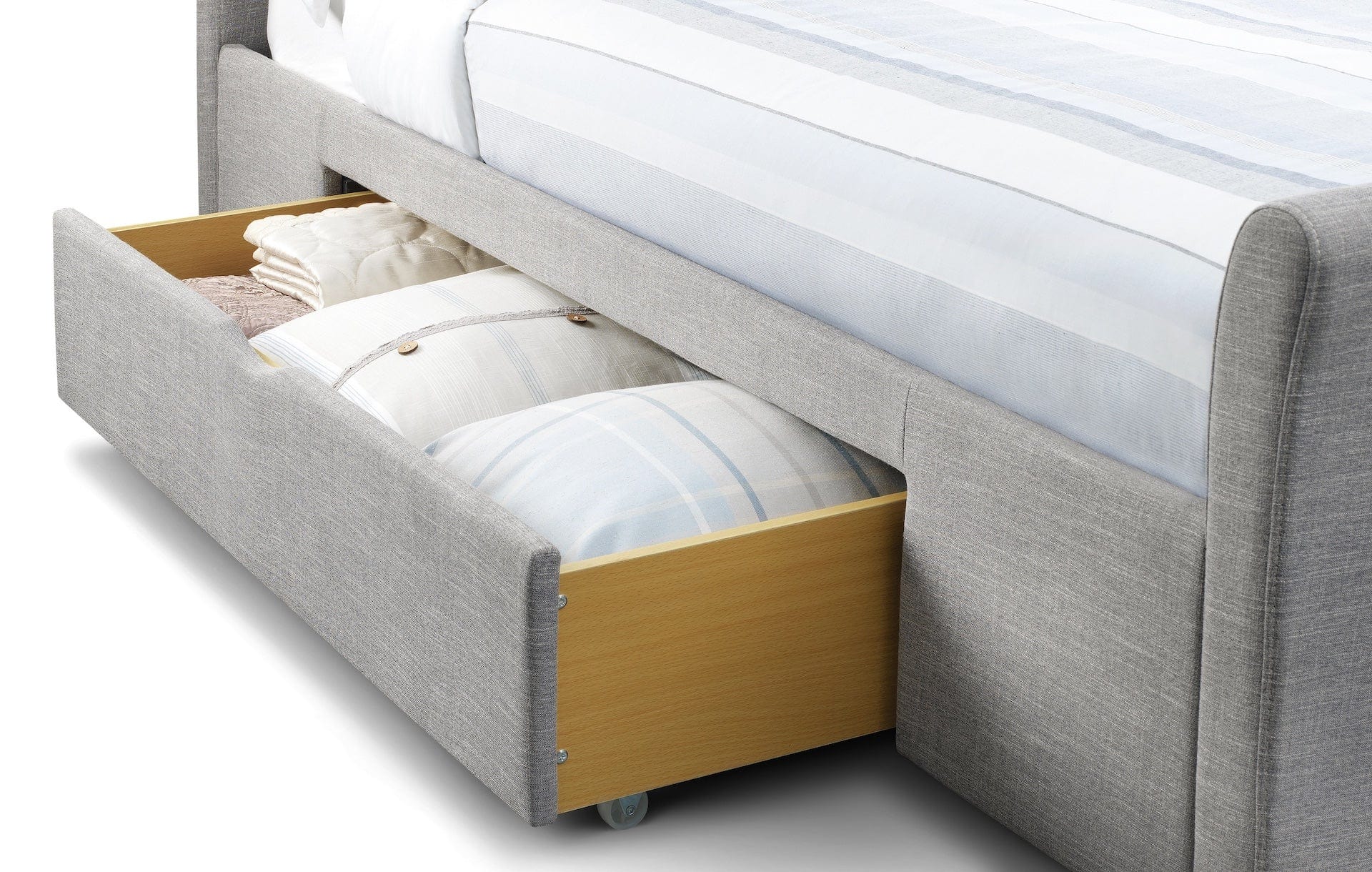 Julian Bowen Fabric Bed Capri Fabric Bed With Drawers - Light Grey Bed Kings