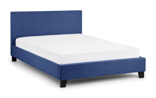 Julian Bowen Fabric Bed Double 135cm 4ft 6in Rialto Linen Bed - Blue Bed Kings