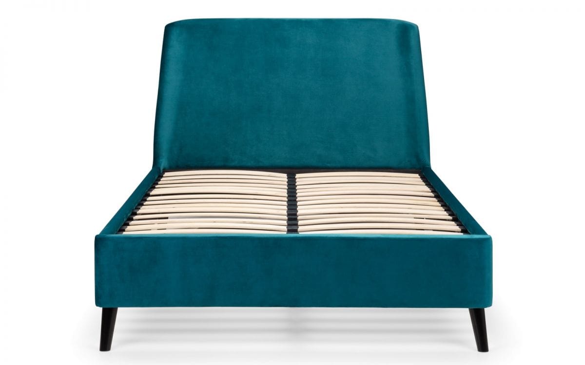 Julian Bowen Fabric Bed Frida Curved Velvet Bed - Teal Bed Kings