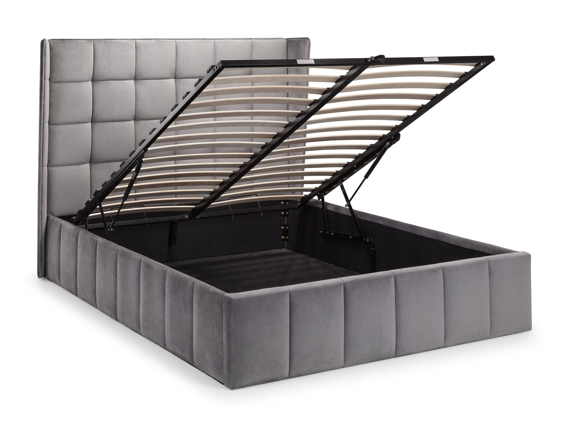 Julian Bowen Fabric Bed Gatsby Storage Ottoman Bed - Light Grey Bed Kings