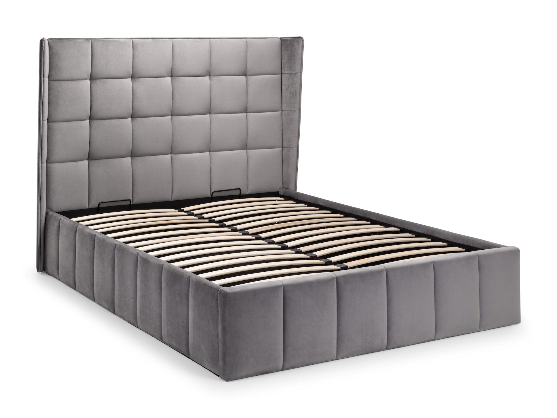 Julian Bowen Fabric Bed Gatsby Storage Ottoman Bed - Light Grey Bed Kings