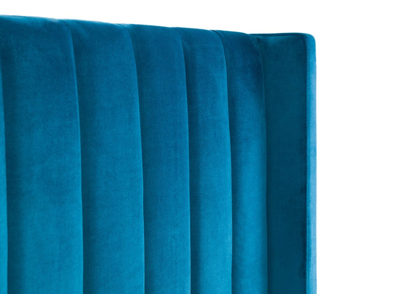 Julian Bowen Fabric Bed Langham Scalloped Headboard Storage Bed - Teal Bed Kings