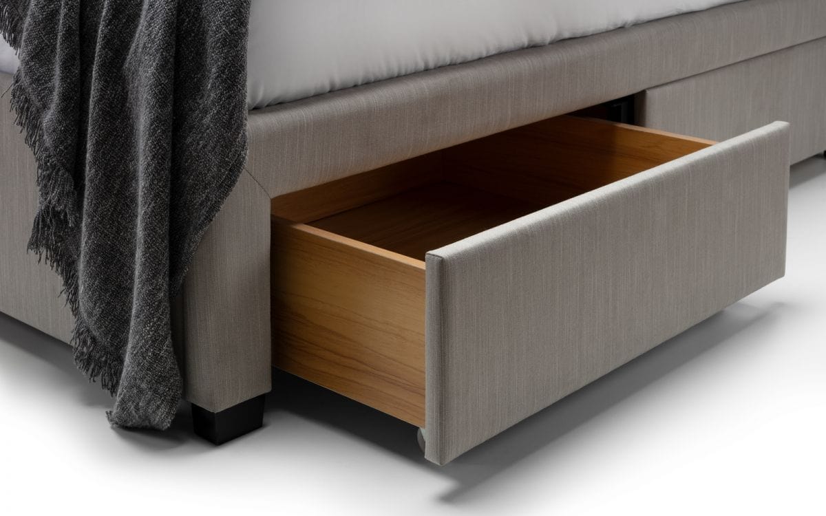 Julian Bowen Fabric Bed Wilton 4 Drawer Bed - Grey Linen Bed Kings