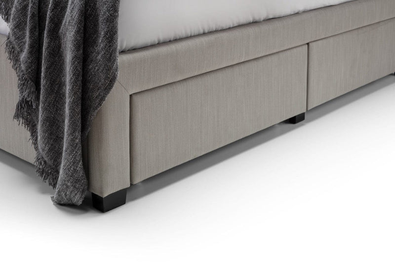 Julian Bowen Fabric Bed Wilton 4 Drawer Bed - Grey Linen Bed Kings