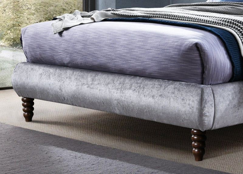 Time Living Fabric Bed CLEARANCE Venice King Size Bed Frame - Grey Crushed Velvet Bed Kings