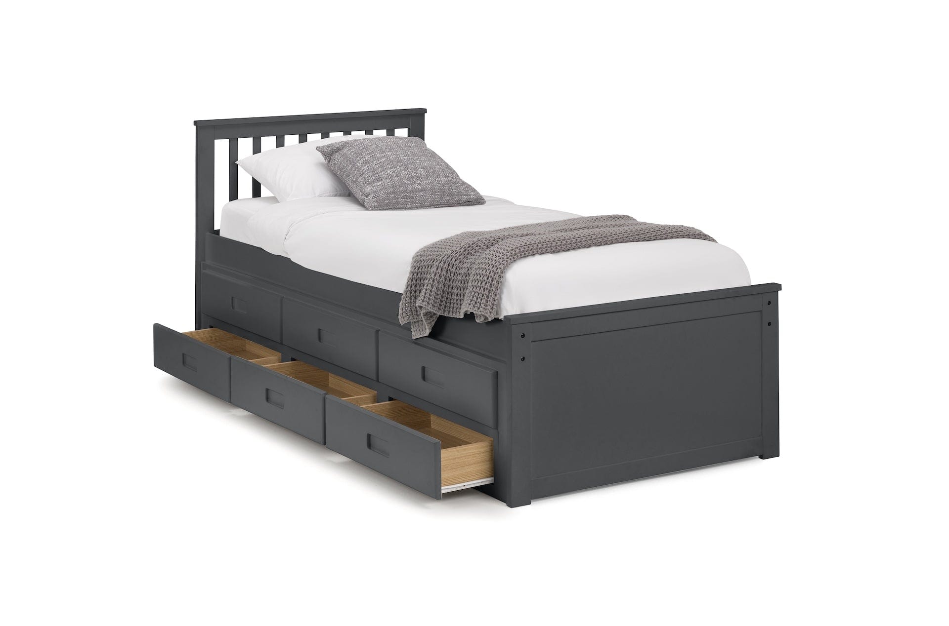 Julian Bowen Guest Bed Single 90cm 3ft Maisie Bed With Underbed And Drawers - Anthracite Bed Kings