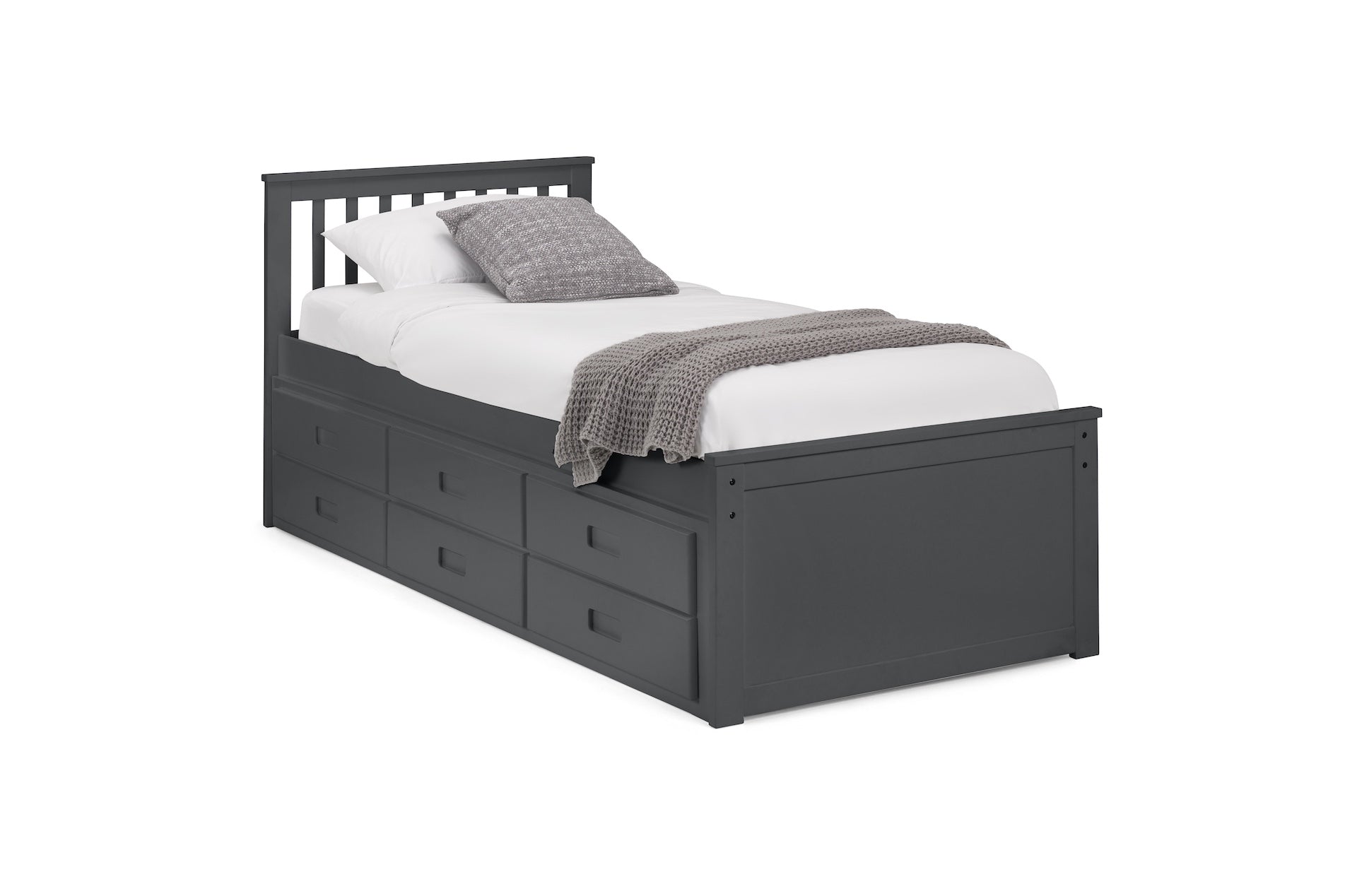 Julian Bowen Guest Bed Single 90cm 3ft Maisie Bed With Underbed And Drawers - Anthracite Bed Kings