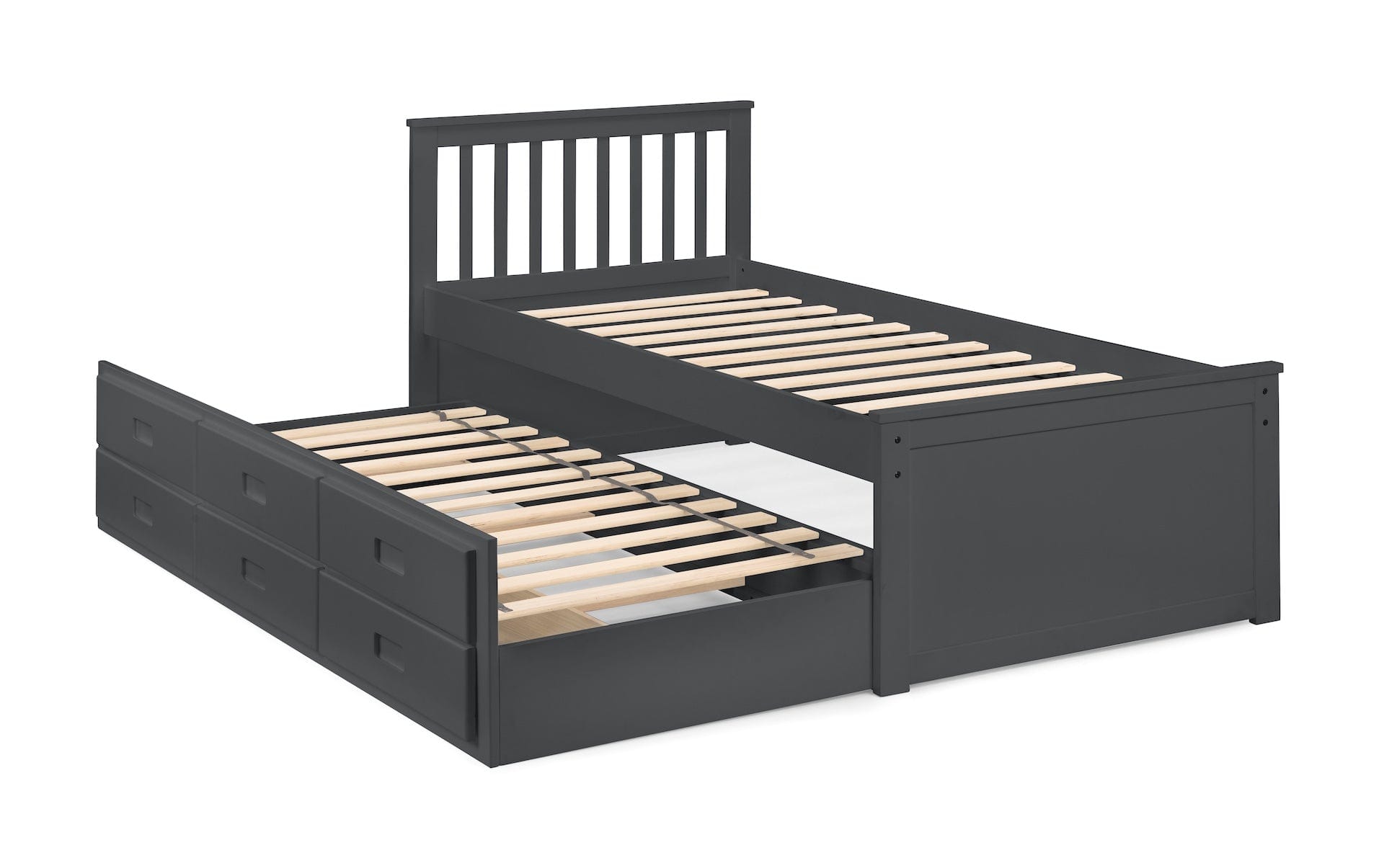 Julian Bowen Guest Bed Single 90cm 3ft Maisie Bed With Underbed And Drawers - Anthracite Bed Kings