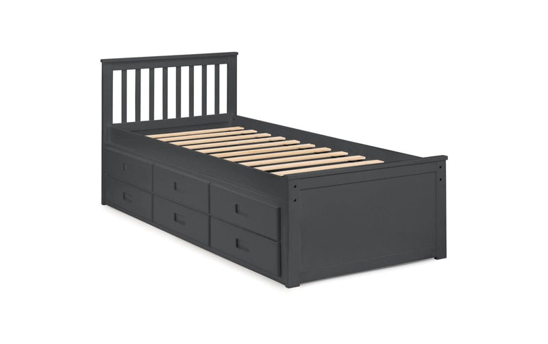 Julian Bowen Guest Bed Single 90cm 3ft Maisie Bed With Underbed And Drawers - Anthracite Bed Kings