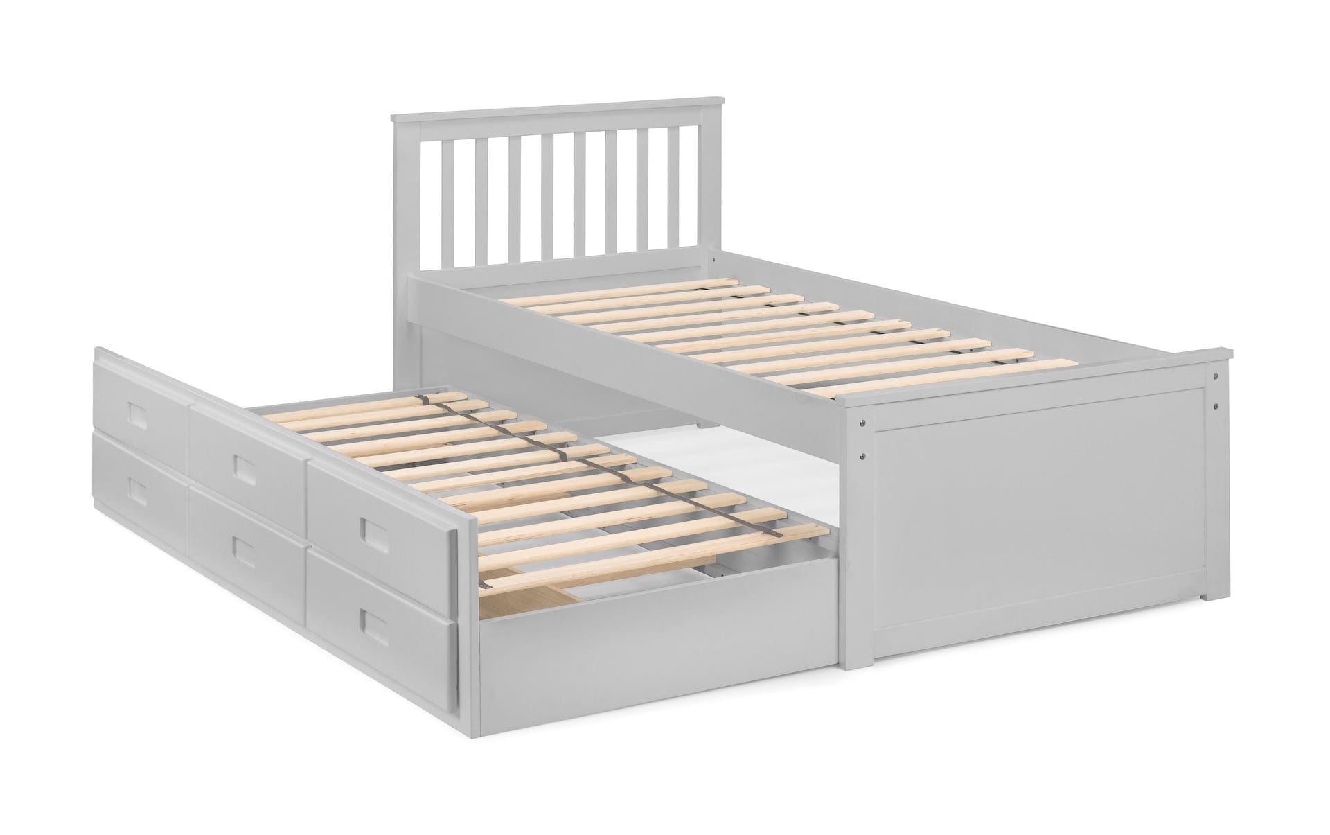 Julian Bowen Guest Bed Single 90cm 3ft Maisie Bed With Underbed And Drawers - Light Grey Bed Kings