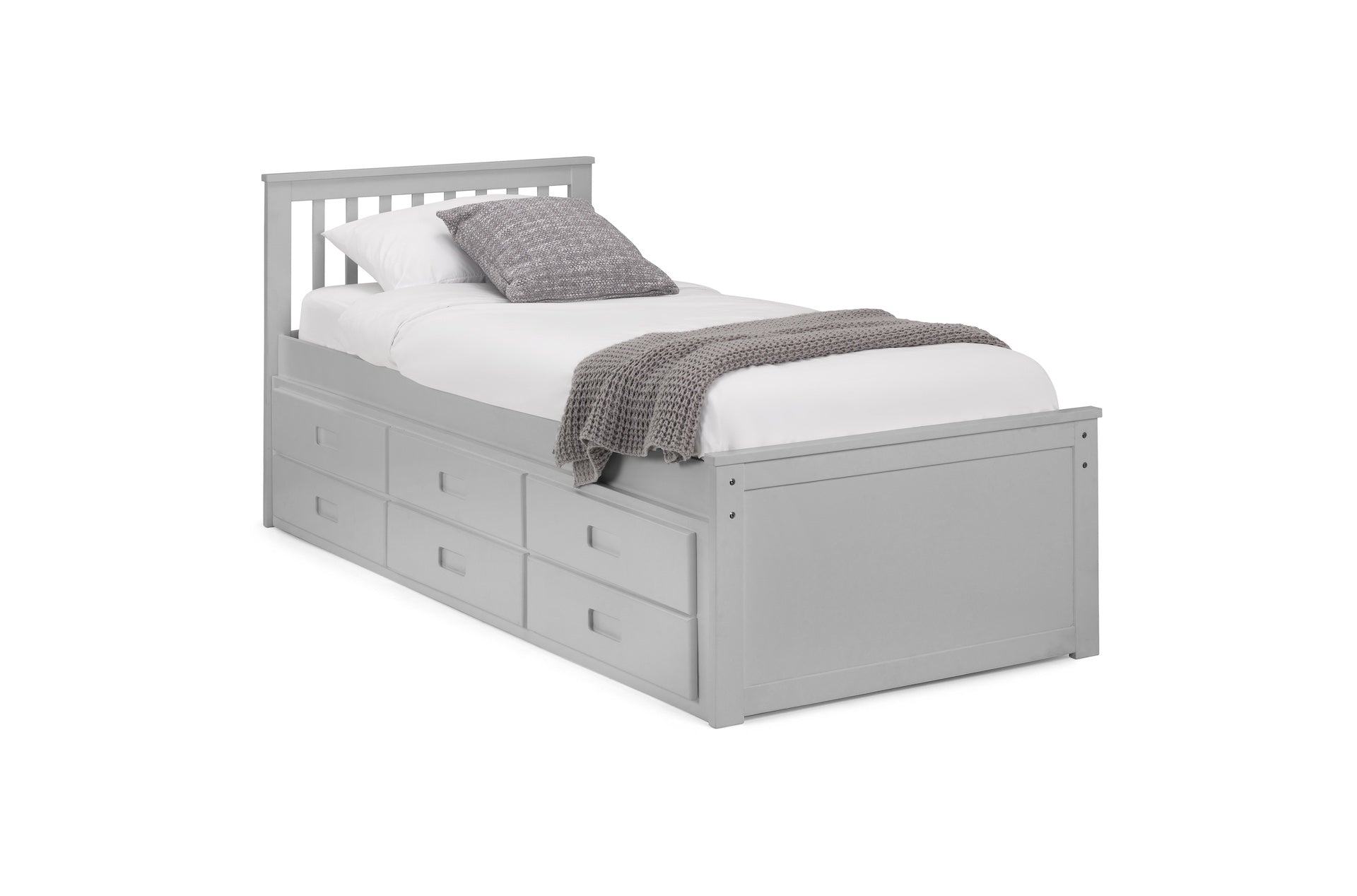 Julian Bowen Guest Bed Single 90cm 3ft Maisie Bed With Underbed And Drawers - Light Grey Bed Kings