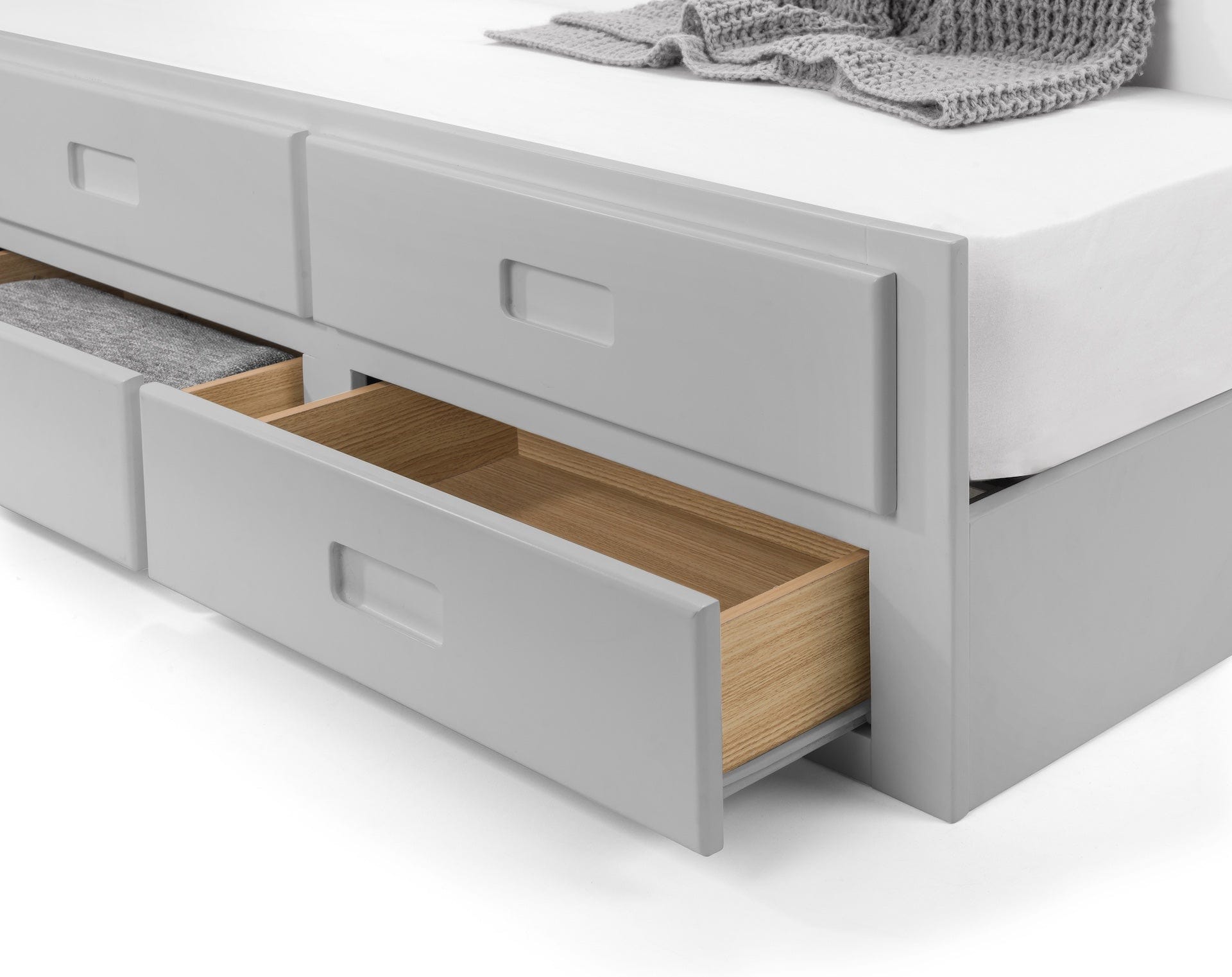Julian Bowen Guest Bed Single 90cm 3ft Maisie Bed With Underbed And Drawers - Light Grey Bed Kings