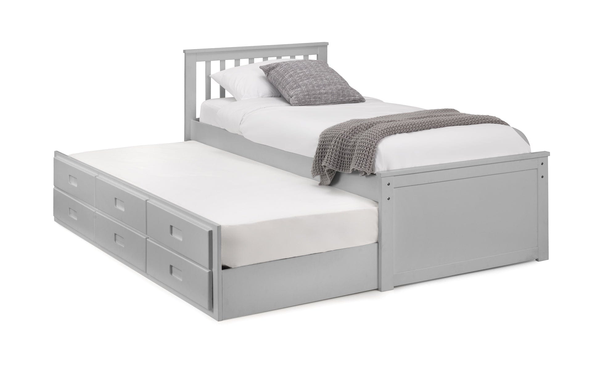 Julian Bowen Guest Bed Single 90cm 3ft Maisie Bed With Underbed And Drawers - Light Grey Bed Kings