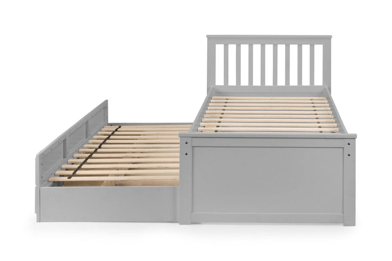 Julian Bowen Guest Bed Single 90cm 3ft Maisie Bed With Underbed And Drawers - Light Grey Bed Kings