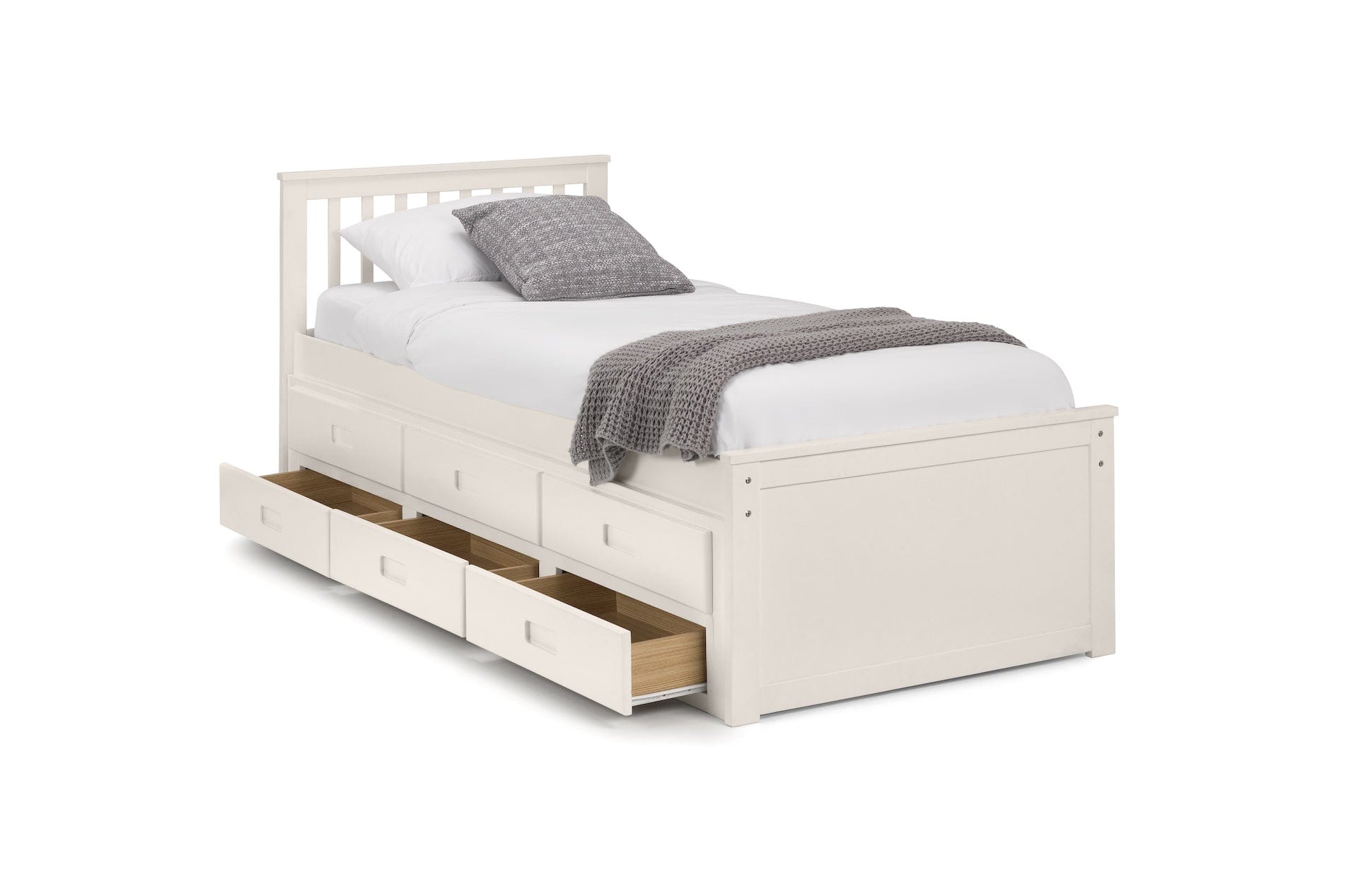 Julian Bowen Guest Bed Single 90cm 3ft Maisie Bed With Underbed And Drawers - Surf White Bed Kings