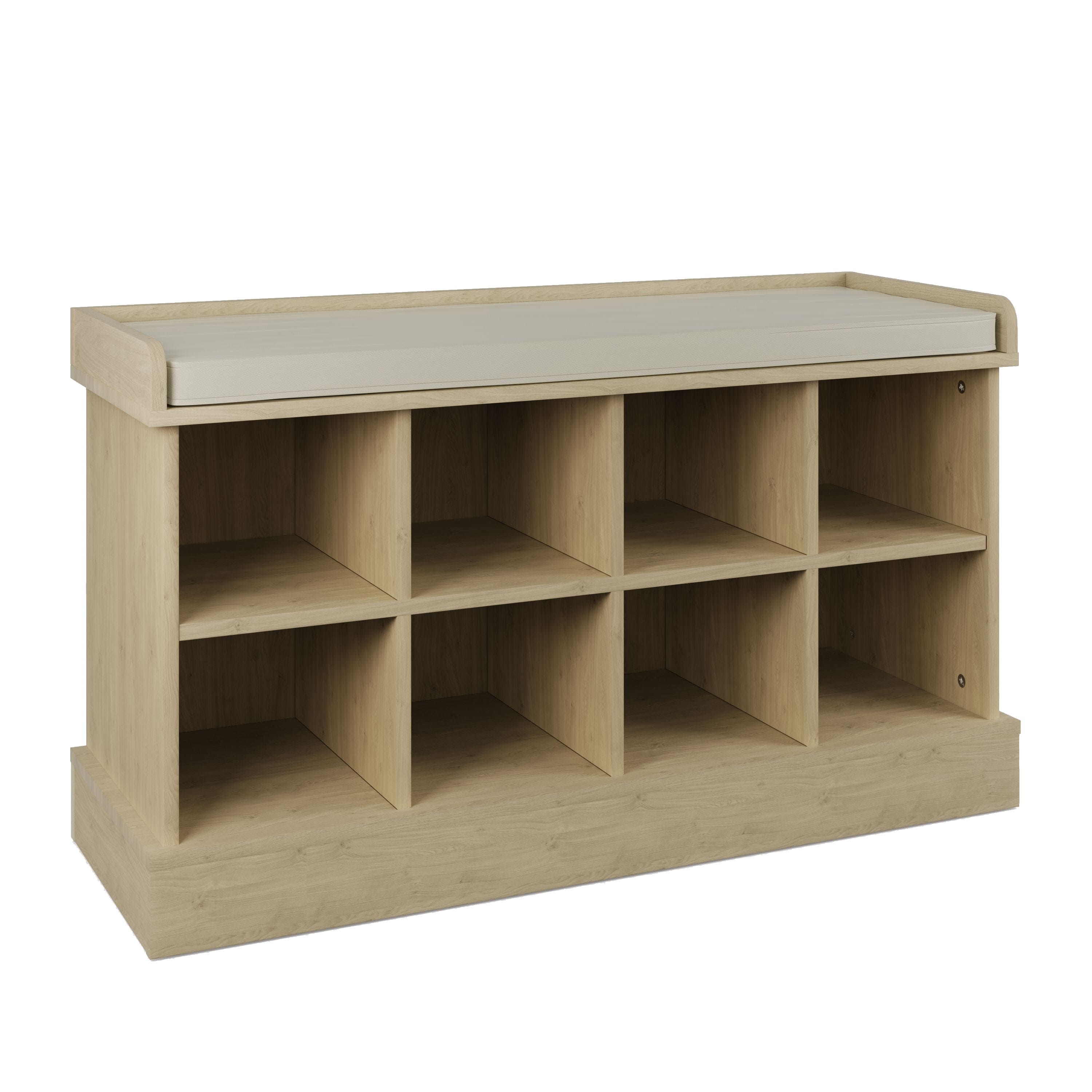 GFW Hallway Set Kempton Shoe Bench + Wall Rack Oak Bed Kings