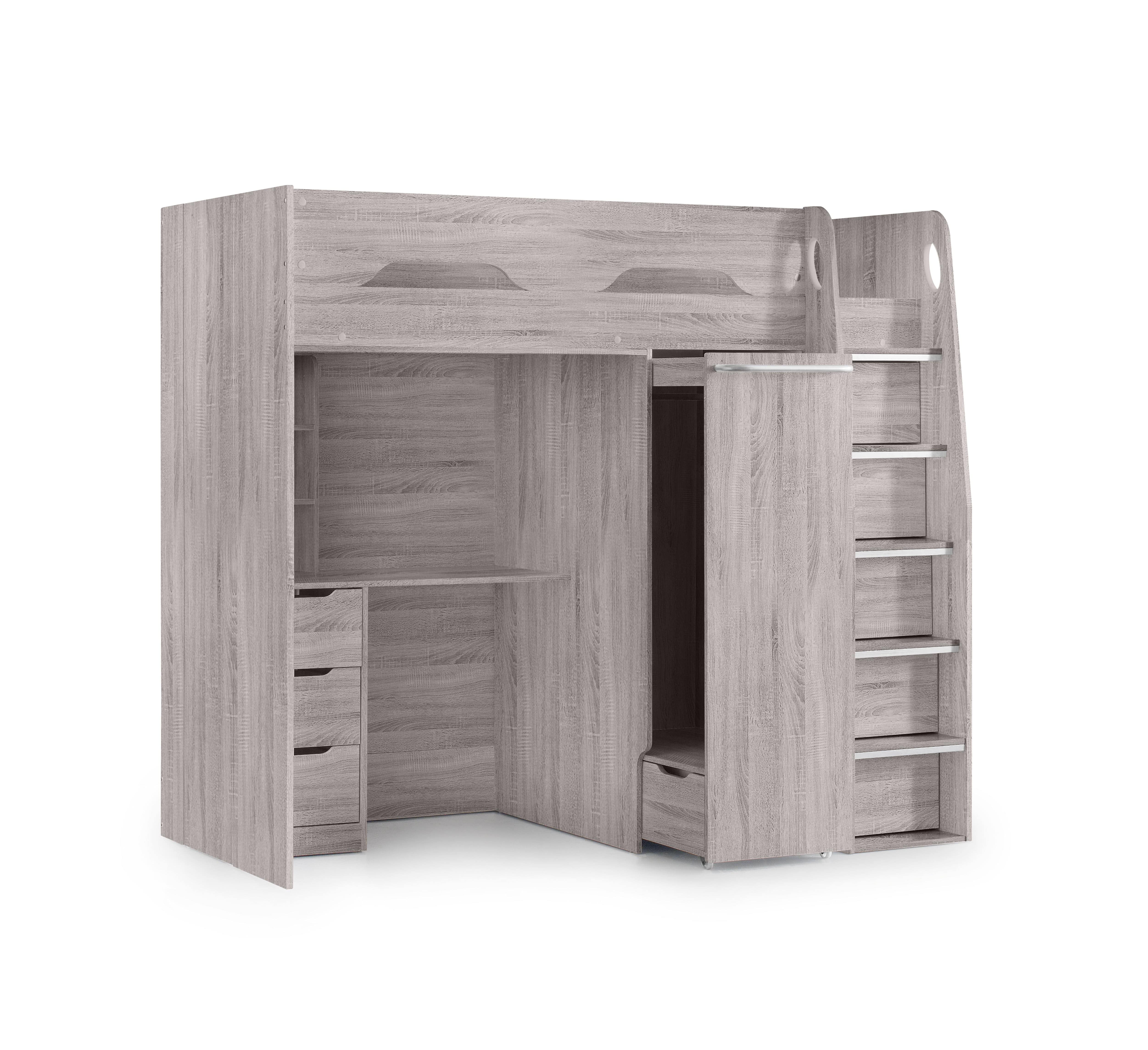 Julian Bowen High Sleeper Bed Single 90cm 3ft Pegasus Highsleeper Grey Oak Bed Kings