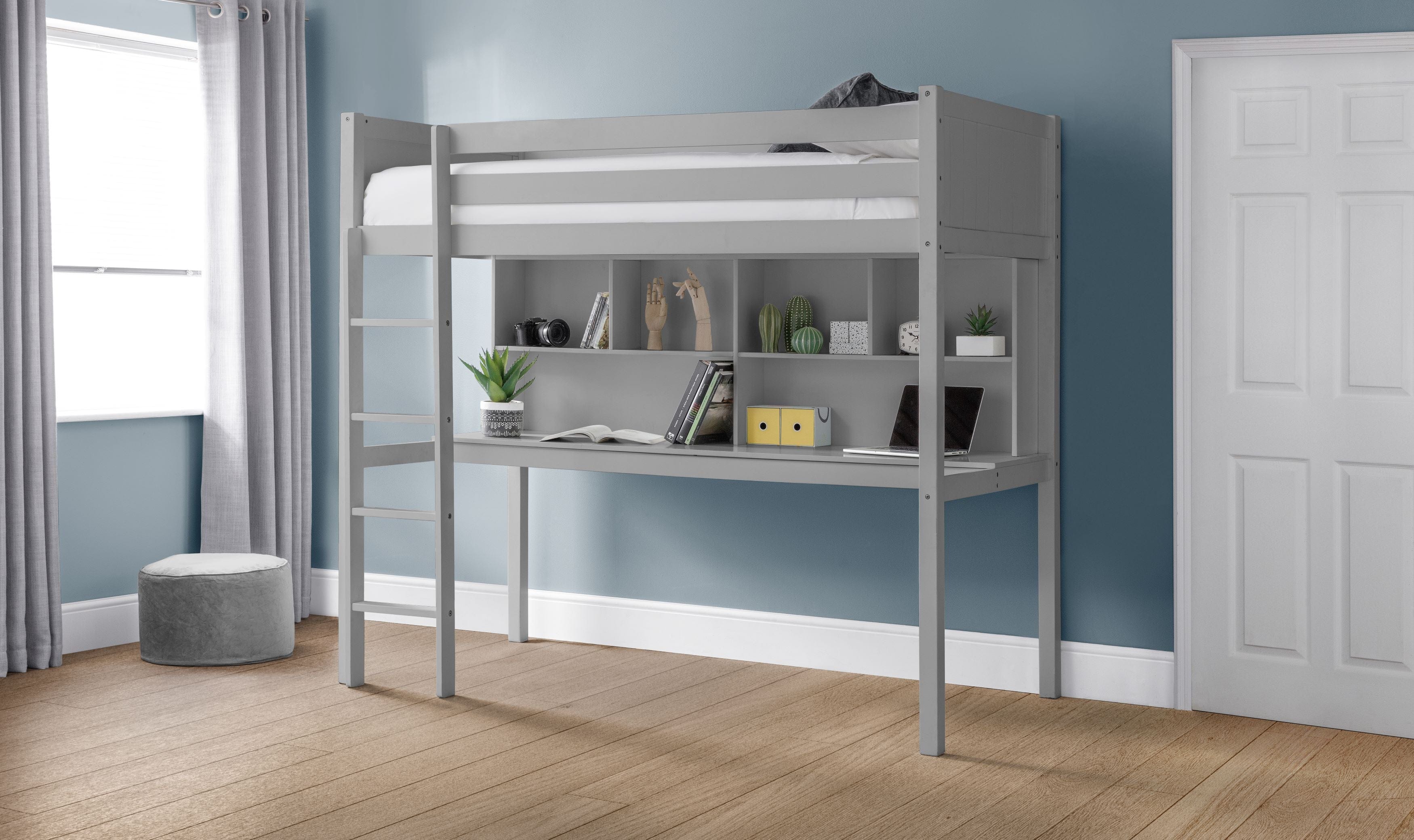 Julian Bowen High Sleeper Bed Single 90cm 3ft Titan Highsleeper Dove Grey Bed Kings