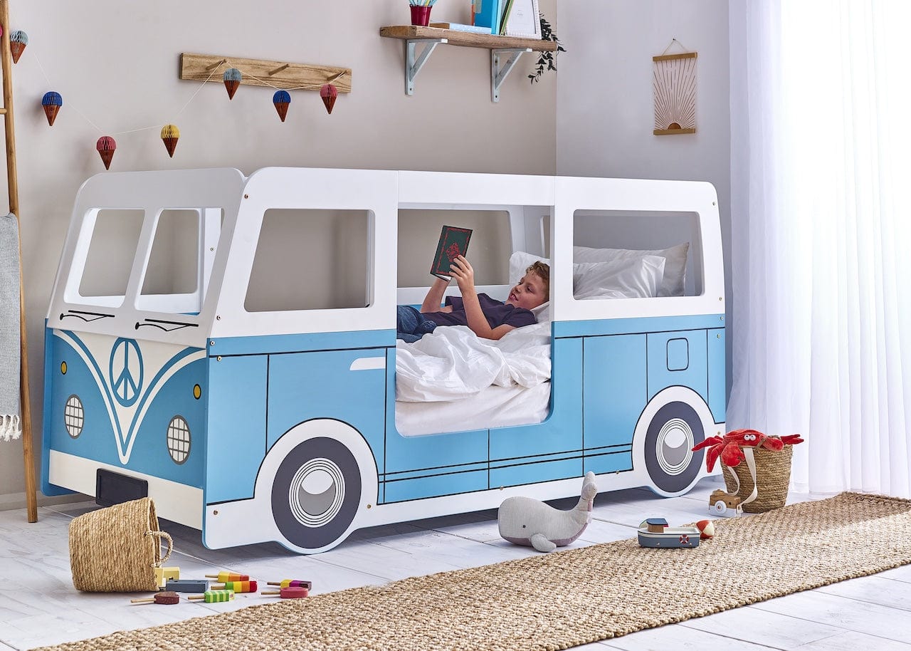 Julian Bowen Kids Bed Single 90cm 3ft Campervan Bed - Light Blue Bed Kings