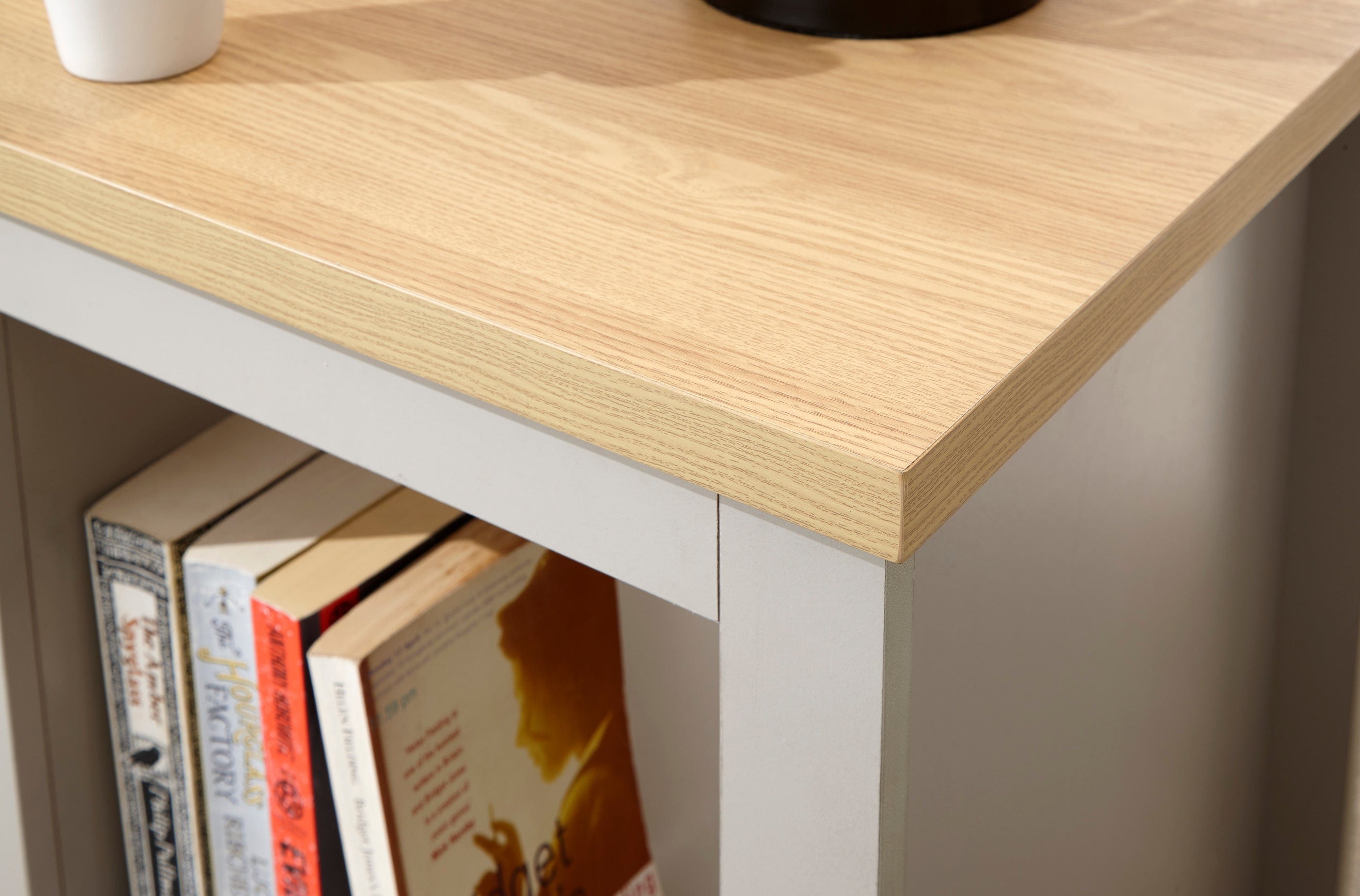 GFW Lamp Table Lancaster Side Table With Shelf Grey Bed Kings