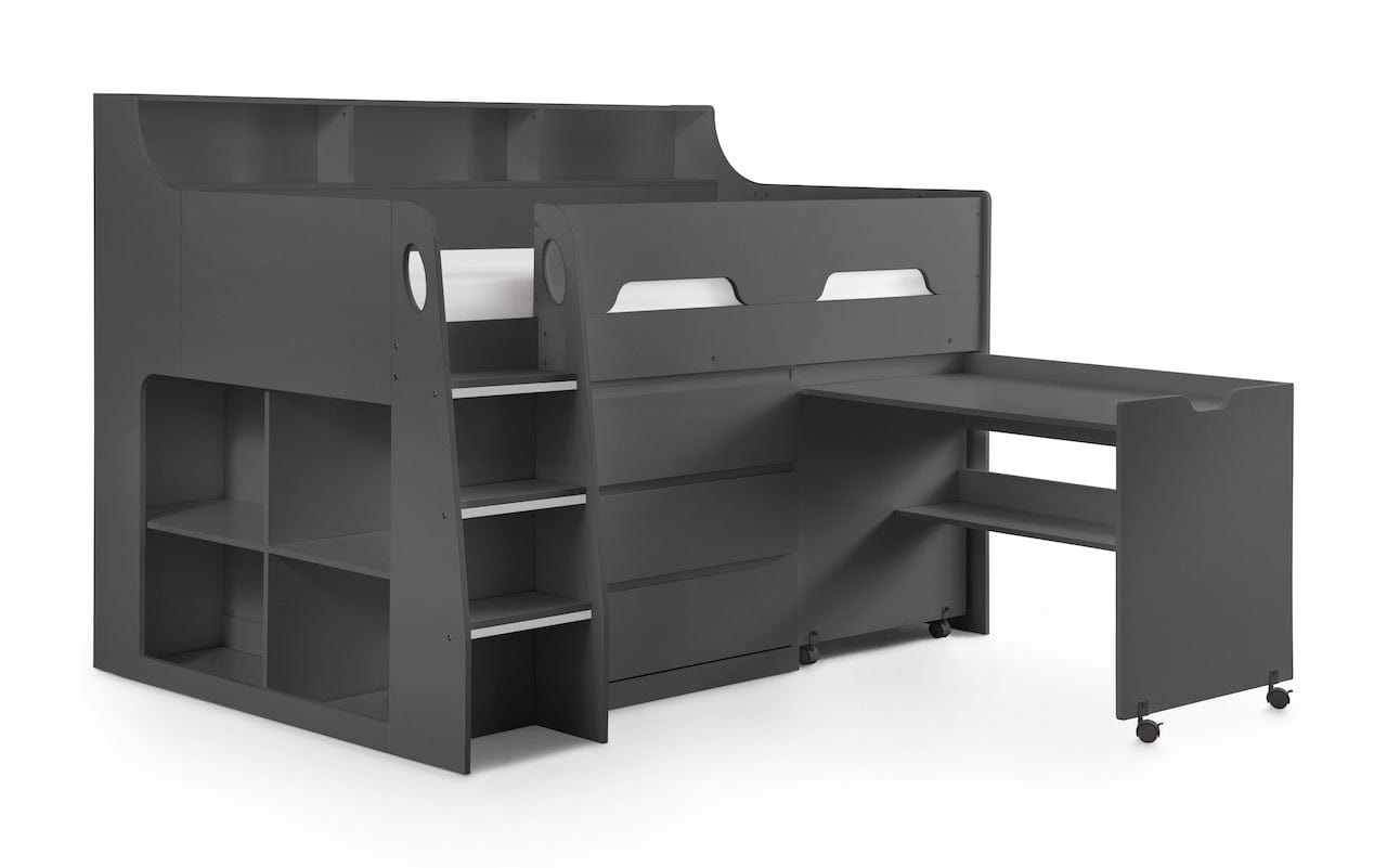 Julian Bowen Mid Sleeper Bed Single 90cm 3ft Jupiter Midsleeper Anthracite Bed Kings