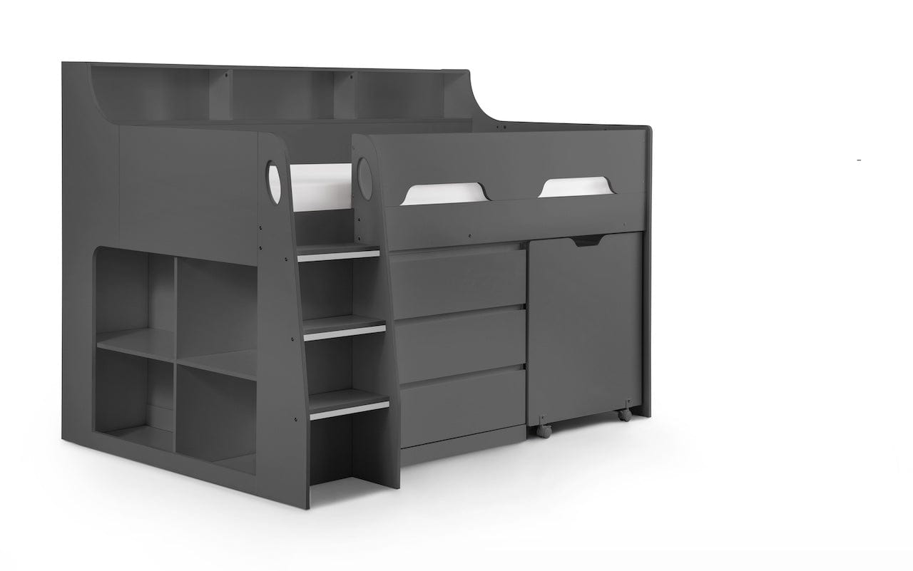 Julian Bowen Mid Sleeper Bed Single 90cm 3ft Jupiter Midsleeper Anthracite Bed Kings