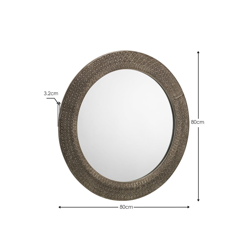 Julian Bowen Mirror Cadence Large Round Pewter Wall Mirror Bed Kings